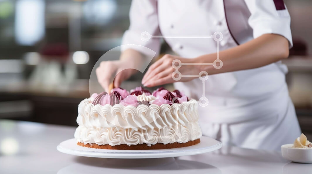 Σετ των 2 Intra Συλλεκτικό Ξύλινο Παζλ Plywood  4mm - Γυναίκα σεφ που ετοιμάζει περίτεχνο κέικ στην κουζίνα Σε Ξύλινο Κουτί - Διαστάσεις: 10x10 cm – 25 κομμάτια