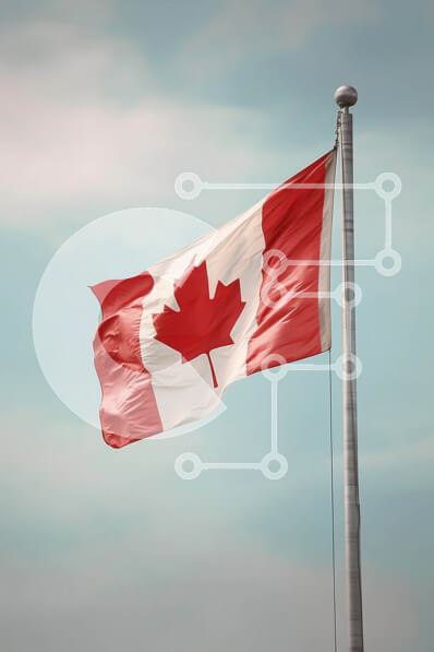 Intra Συλλεκτικό Ξύλινο Παζλ Plywood  4mm - Εκπληκτική εικόνα μιας κόκκινης και λευκής καναδικής σημαίας που κυματίζει στον άνεμο Σε Ξύλινο Κουτί - Διαστάσεις Puzzle: 10x10 cm – 25 κομμάτια