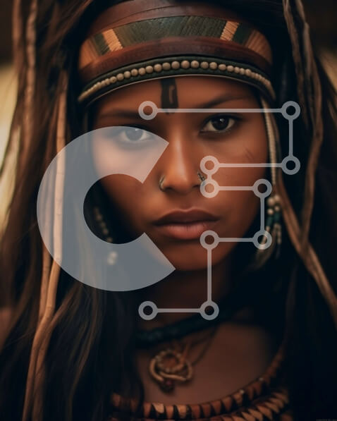 Intra Συλλεκτικό Ξύλινο Παζλ Plywood  4mm - Σοβαρό πορτρέτο μιας Αφρικανής γυναίκας με παραδοσιακά ρούχα και κοσμήματα Σε Ξύλινο Κουτί - Διαστάσεις Puzzle: 10x10 cm – 25 κομμάτια