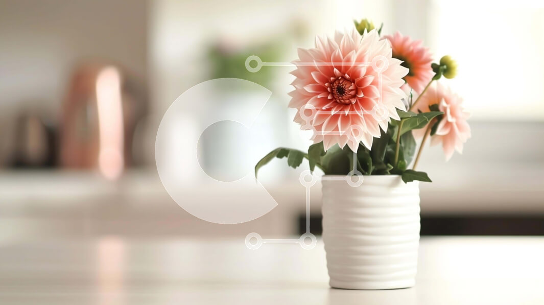 Intra Συλλεκτικό Ξύλινο Παζλ Plywood  4mm - Λευκό βάζο με ροζ λουλούδια σε πάγκο Σε Ξύλινο Κουτί - Διαστάσεις: 10x10 cm – 25 κομμάτια