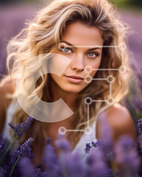 Intra Συλλεκτικό Ξύλινο Παζλ Plywood  4mm - Όμορφη εικόνα μιας γυναίκας σε ένα χωράφι λεβάντας μια ηλιόλουστη μέρα Σε Ξύλινο Κουτί - Διαστάσεις: 10x10 cm – 25 κομμάτια