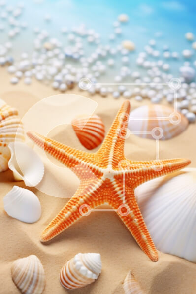 Σετ των 2 Intra Συλλεκτικό Ξύλινο Παζλ Plywood  4mm - Σκηνή παραλίας με αστερίες και κοχύλια Σε Ξύλινο Κουτί - Διαστάσεις: 10x10 cm – 25 κομμάτια