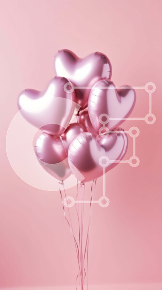 Intra Συλλεκτικό Ξύλινο Παζλ Plywood  4mm - Ομάδα ροζ μπαλονιών σε σχήμα καρδιάς σε ροζ φόντο Σε Ξύλινο Κουτί - Διαστάσεις Puzzle: 10x10 cm – 25 κομμάτια