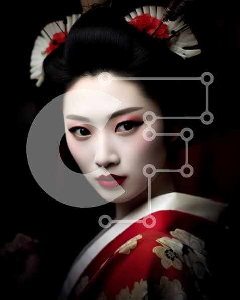 Intra Συλλεκτικό Ξύλινο Παζλ Plywood  4mm - Όμορφη εικόνα μιας γυναίκας με παραδοσιακό ιαπωνικό κιμονό και χτένισμα γκέισα Σε Ξύλινο Κουτί - Διαστάσεις Puzzle: 10x10 cm – 25 κομμάτια