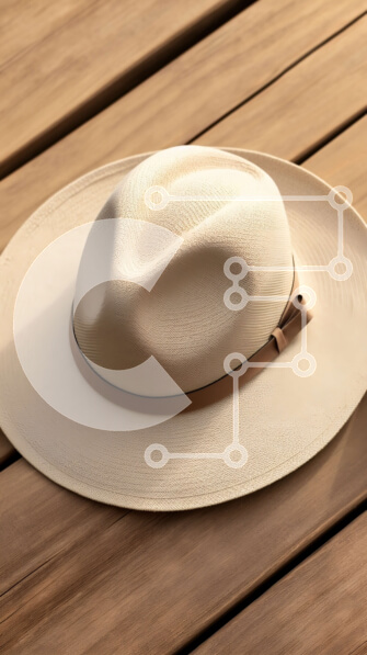 Intra Συλλεκτικό Ξύλινο Παζλ Plywood  4mm - Λευκό καπέλο με καφέ κορδόνι σε ξύλινο τραπέζι Σε Ξύλινο Κουτί - Διαστάσεις Puzzle: 10x10 cm – 25 κομμάτια