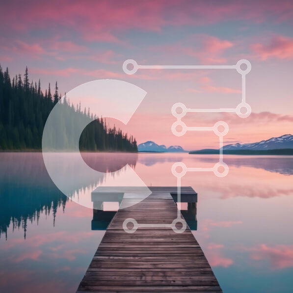 Intra Συλλεκτικό Ξύλινο Παζλ Plywood  4mm - Ήσυχη ξύλινη αποβάθρα δίπλα στο νερό με ροζ ουρανό Σε Ξύλινο Κουτί - Διαστάσεις: 10x10 cm – 25 κομμάτια