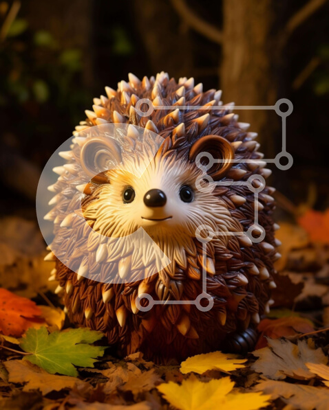 Intra Συλλεκτικό Ξύλινο Παζλ Plywood  4mm - Ειδώλιο σκαντζόχοιρου στο δάσος Σε Ξύλινο Κουτί - Διαστάσεις: 10x10 cm – 25 κομμάτια