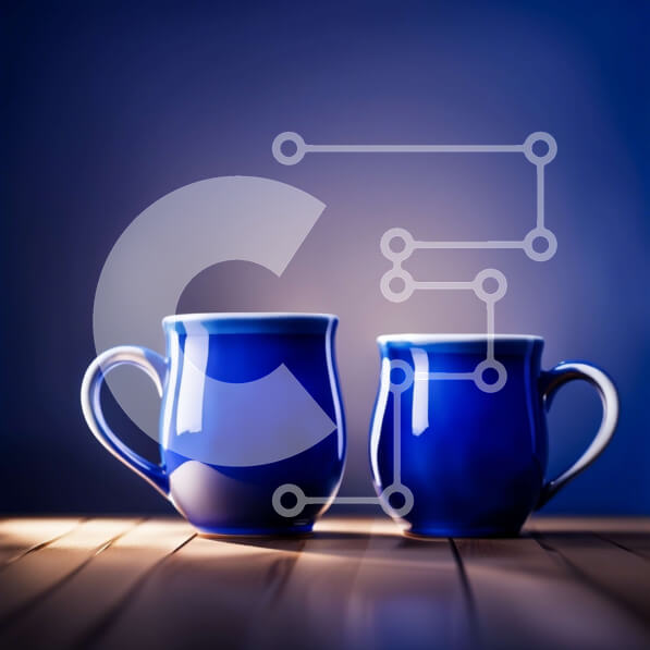 Intra Συλλεκτικό Ξύλινο Παζλ Plywood  4mm - Όμορφη εικόνα δύο μπλε κούπες σε ένα ρουστίκ ξύλινο τραπέζι Σε Ξύλινο Κουτί - Διαστάσεις: 10x10 cm – 25 κομμάτια