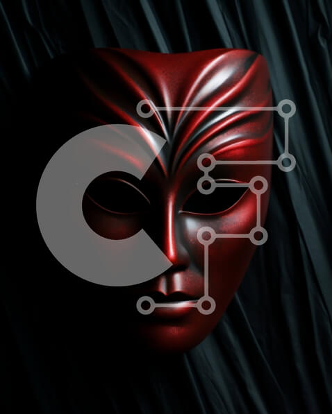 Intra Συλλεκτικό Ξύλινο Παζλ Plywood  4mm - Περίπλοκη κόκκινη μάσκα με κομψό μοντέρνο σχεδιασμό Σε Ξύλινο Κουτί - Διαστάσεις Puzzle: 10x10 cm – 25 κομμάτια