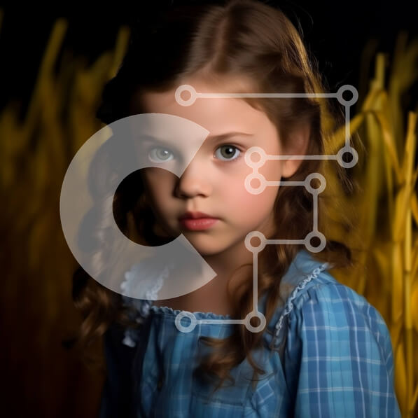 Intra Συλλεκτικό Ξύλινο Παζλ Plywood  4mm - Όμορφη εικόνα ενός κοριτσιού με μπλε φόρεμα σε ένα χωράφι με χρυσό σιτάρι Σε Ξύλινο Κουτί - Διαστάσεις: 10x10 cm – 25 κομμάτια