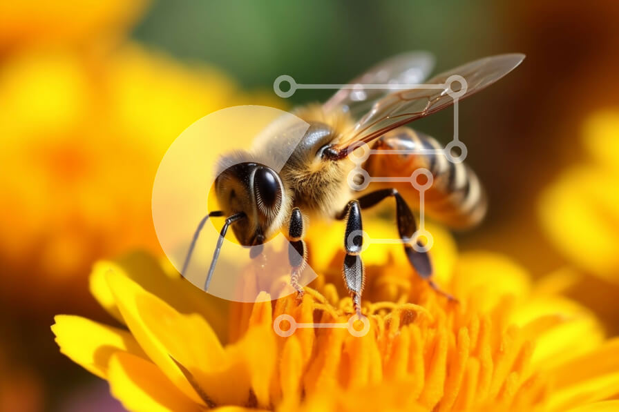 Intra Συλλεκτικό Ξύλινο Παζλ Plywood  4mm - Όμορφη εικόνα μιας μέλισσας σε κίτρινο λουλούδι Σε Ξύλινο Κουτί - Διαστάσεις: 10x10 cm – 25 κομμάτια