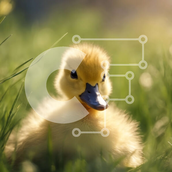 Intra Συλλεκτικό Ξύλινο Παζλ Plywood  4mm - Μικρή κίτρινη πάπια σε ένα χωράφι με πράσινο γρασίδι Σε Ξύλινο Κουτί - Διαστάσεις: 10x10 cm – 25 κομμάτια