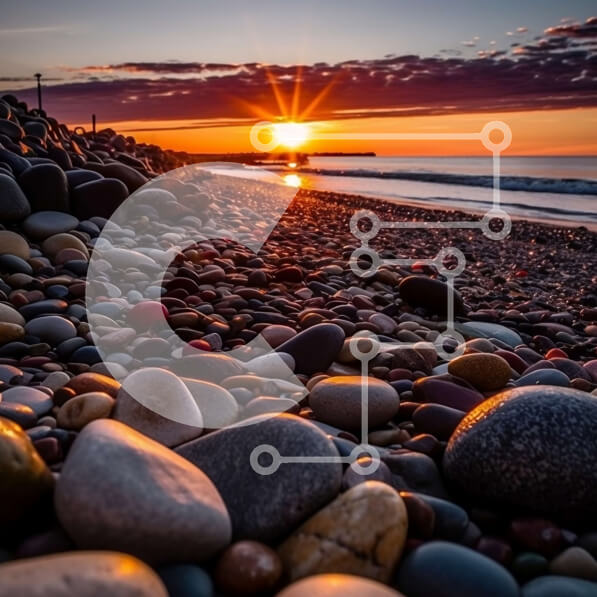 Intra Συλλεκτικό Ξύλινο Παζλ Plywood  4mm - Όμορφη εικόνα ενός ηλιοβασιλέματος πάνω από τον ωκεανό με βράχους στην παραλία Σε Ξύλινο Κουτί - Διαστάσεις Puzzle: 10x10 cm – 25 κομμάτια