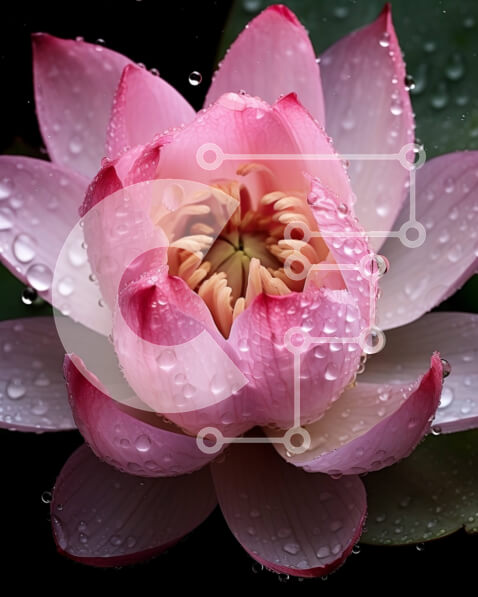 Intra Συλλεκτικό Ξύλινο Παζλ Plywood  4mm - Όμορφη εικόνα ενός ροζ λουλουδιού λωτού με σταγονίδια νερού Σε Ξύλινο Κουτί - Διαστάσεις: 10x10 cm – 25 κομμάτια