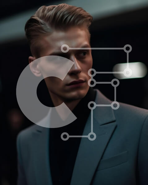 Intra Συλλεκτικό Ξύλινο Παζλ Plywood  4mm - Επιχειρηματίας με γκρι κοστούμι που στέκεται στο δωμάτιο με χαμηλό φωτισμό Σε Ξύλινο Κουτί - Διαστάσεις Puzzle: 10x10 cm – 25 κομμάτια