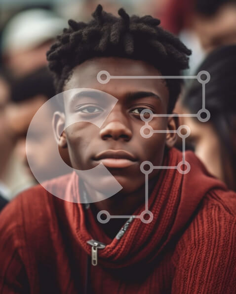 Intra Συλλεκτικό Ξύλινο Παζλ Plywood  4mm - Νεαρός μαύρος με κόκκινο πουλόβερ - φωτογραφία αρχείου Σε Ξύλινο Κουτί - Διαστάσεις Puzzle: 10x10 cm – 25 κομμάτια