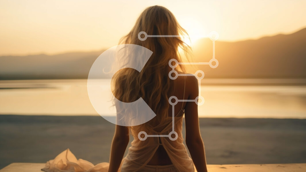 Intra Συλλεκτικό Ξύλινο Παζλ Plywood  4mm - Γυναίκα με λευκό φόρεμα στο ηλιοβασίλεμα στην αποβάθρα με θέα στο σώμα του νερού Σε Ξύλινο Κουτί - Διαστάσεις: 10x10 cm – 25 κομμάτια