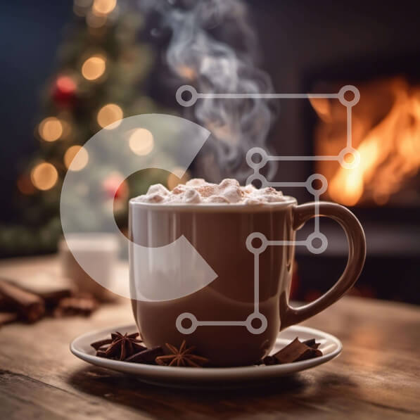 Intra Συλλεκτικό Ξύλινο Παζλ Plywood  4mm - Ζεστό κακάο με ξυλάκια κανέλας και χριστουγεννιάτικο δέντρο Σε Ξύλινο Κουτί - Διαστάσεις: 10x10 cm – 25 κομμάτια