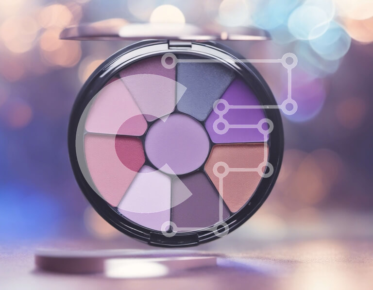 Intra Συλλεκτικό Ξύλινο Παζλ Plywood  4mm - Παλέτα μακιγιάζ με μωβ, ροζ και μπλε σκιές ματιών Σε Ξύλινο Κουτί - Διαστάσεις Puzzle: 10x10 cm – 25 κομμάτια