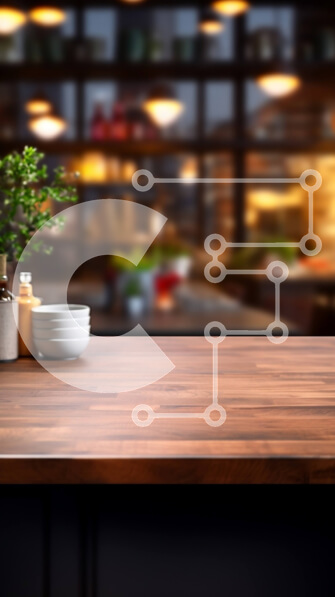 Intra Συλλεκτικό Ξύλινο Παζλ Plywood  4mm - Πάγκος Κουζίνας με Ξύλινη Επιφάνεια και Φυτό Σε Ξύλινο Κουτί - Διαστάσεις Puzzle: 10x10 cm – 25 κομμάτια