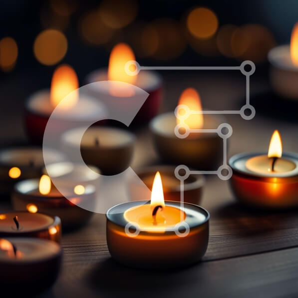 Intra Συλλεκτικό Ξύλινο Παζλ Plywood  4mm - Όμορφη εικόνα με αναμμένα κεριά σε ένα ξύλινο τραπέζι Σε Ξύλινο Κουτί - Διαστάσεις Puzzle: 10x10 cm – 25 κομμάτια