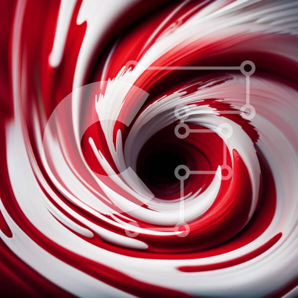 Intra Συλλεκτικό Ξύλινο Παζλ Plywood  4mm - Αφηρημένο κόκκινο και άσπρο μοτίβο στροβιλισμού σε άσπρο φόντο Σε Ξύλινο Κουτί - Διαστάσεις Puzzle: 10x10 cm – 25 κομμάτια