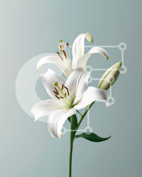 Intra Συλλεκτικό Ξύλινο Παζλ Plywood  4mm - Όμορφη εικόνα του λουλουδιού λευκού κρίνου σε γαλάζιο φόντο Σε Ξύλινο Κουτί - Διαστάσεις: 10x10 cm – 25 κομμάτια