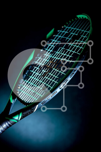 Intra Συλλεκτικό Ξύλινο Παζλ Plywood  4mm - Κομψή και μοντέρνα μπλε και μαύρη ρακέτα τένις σε κοντινή απόσταση Σε Ξύλινο Κουτί - Διαστάσεις Puzzle: 10x10 cm – 25 κομμάτια