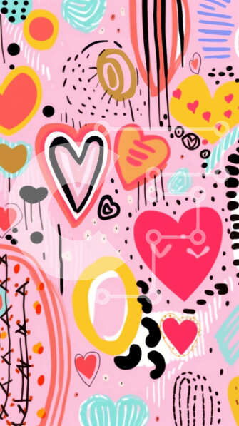 Intra Συλλεκτικό Ξύλινο Παζλ Plywood  4mm - Παιχνιδιάρικο ροζ Doodle φόντο Σε Ξύλινο Κουτί - Διαστάσεις Puzzle: 10x10 cm – 25 κομμάτια