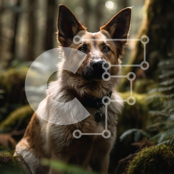 Intra Συλλεκτικό Ξύλινο Παζλ Plywood  4mm - Αξιολάτρευτη εικόνα του γερμανικού ποιμενικού σκύλου στο δάσος Σε Ξύλινο Κουτί - Διαστάσεις: 10x10 cm – 25 κομμάτια