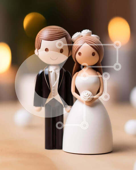 Intra Συλλεκτικό Ξύλινο Παζλ Plywood  4mm - Φιγούρες γαμήλιας τούρτας με επίσημο ντύσιμο με κεριά Σε Ξύλινο Κουτί - Διαστάσεις: 10x10 cm – 25 κομμάτια