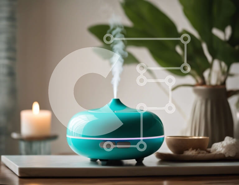 Intra Συλλεκτικό Ξύλινο Παζλ Plywood  4mm - Ρύθμιση υγραντήρα και αρωματοθεραπείας Teal με φυτά και κεριά Σε Ξύλινο Κουτί - Διαστάσεις Puzzle: 10x10 cm – 25 κομμάτια