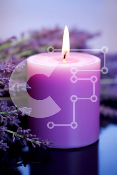 Intra Συλλεκτικό Ξύλινο Παζλ Plywood  4mm - Μωβ κερί με λουλούδια λεβάντας Σε Ξύλινο Κουτί - Διαστάσεις Puzzle: 10x10 cm – 25 κομμάτια