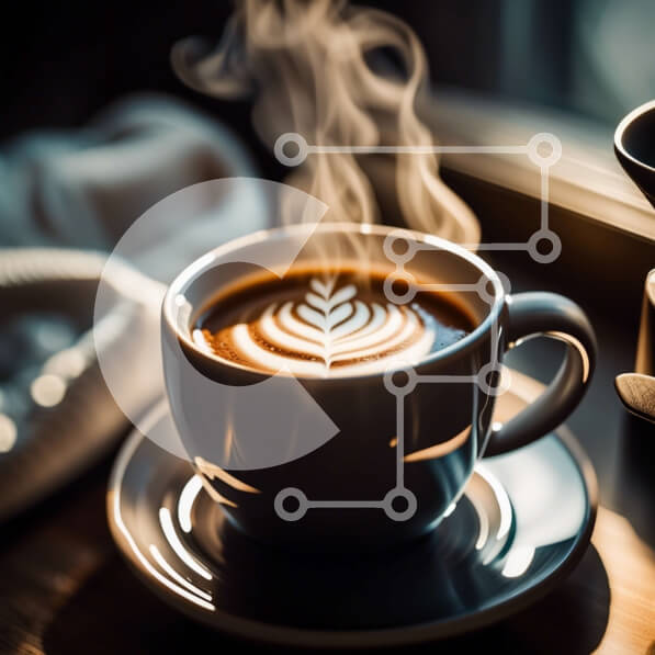 Σετ των 2 Intra Συλλεκτικό Ξύλινο Παζλ Plywood  4mm - Νόστιμο φλιτζάνι καφέ με ατμό να ανεβαίνει σε ένα άνετο τραπέζι Σε Ξύλινο Κουτί - Διαστάσεις: 10x10 cm – 25 κομμάτια