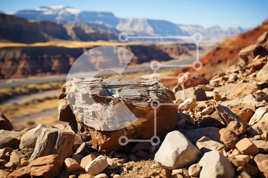 Intra Συλλεκτικό Ξύλινο Παζλ Plywood  4mm - Εκπληκτικό ερημικό τοπίο με μαγευτικό σχηματισμό βράχων και οροσειρά Σε Ξύλινο Κουτί - Διαστάσεις: 10x10 cm – 25 κομμάτια