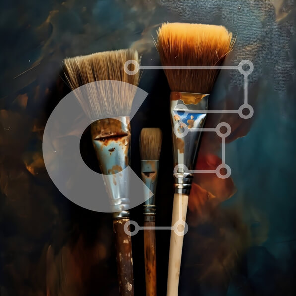 Intra Συλλεκτικό Ξύλινο Παζλ Plywood  4mm - Βρώμικα και φθαρμένα πινέλα - φυσικά και συνθετικά μαλλιά Σε Ξύλινο Κουτί - Διαστάσεις: 10x10 cm – 25 κομμάτια