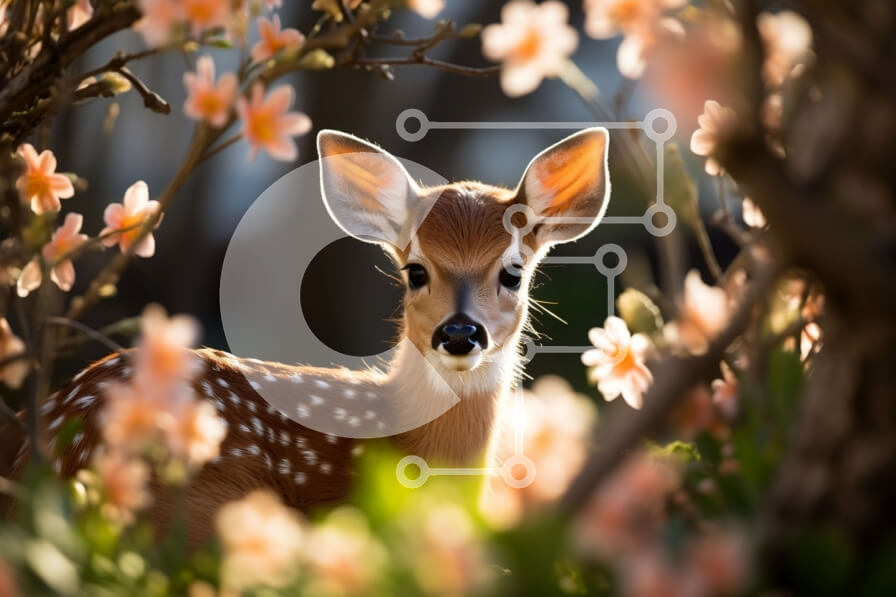 Intra Συλλεκτικό Ξύλινο Παζλ Plywood  4mm - Μωρό ελάφι σε έναν κήπο με λουλούδια Σε Ξύλινο Κουτί - Διαστάσεις: 10x10 cm – 25 κομμάτια