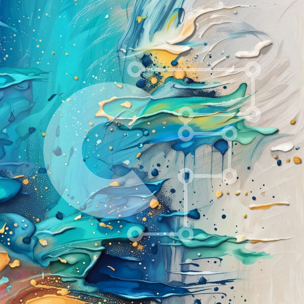 Intra Συλλεκτικό Ξύλινο Παζλ Plywood  4mm - Ζωντανή αφηρημένη ζωγραφική με μπλε και κίτρινα χρώματα Σε Ξύλινο Κουτί - Διαστάσεις Puzzle: 10x10 cm – 25 κομμάτια