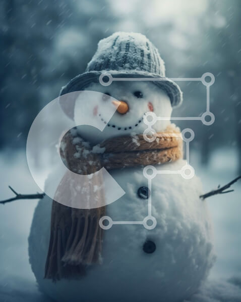 Intra Συλλεκτικό Ξύλινο Παζλ Plywood  4mm - Winter Wonderland: Εικόνα ενός χιονάνθρωπου στο χιόνι Σε Ξύλινο Κουτί - Διαστάσεις Puzzle: 10x10 cm – 25 κομμάτια