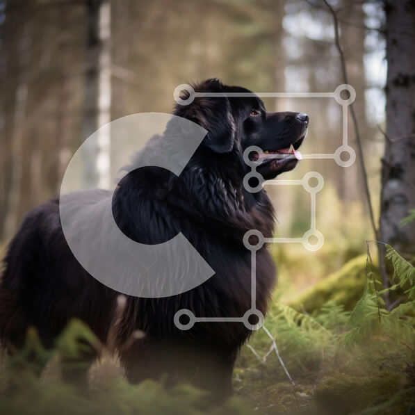 Intra Συλλεκτικό Ξύλινο Παζλ Plywood  4mm - Όμορφη εικόνα ενός μεγάλου μαύρου σκύλου σε ένα ξέφωτο δάσους Σε Ξύλινο Κουτί - Διαστάσεις: 10x10 cm – 25 κομμάτια