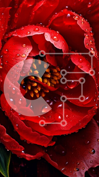 Σετ των 2 Intra Συλλεκτικό Ξύλινο Παζλ Plywood  4mm - Εκπληκτική εικόνα ενός κόκκινου λουλουδιού με σταγονίδια νερού Σε Ξύλινο Κουτί - Διαστάσεις: 10x10 cm – 25 κομμάτια