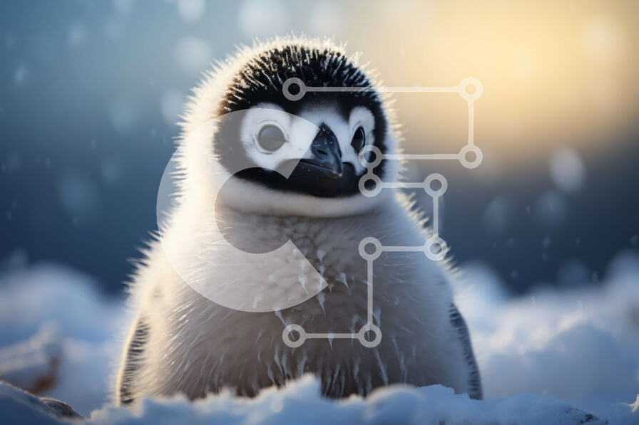 Σετ των 2 Intra Συλλεκτικό Ξύλινο Παζλ Plywood  4mm - Μικρός πιγκουίνος που στέκεται στο χιόνι Σε Ξύλινο Κουτί - Διαστάσεις: 10x10 cm – 25 κομμάτια