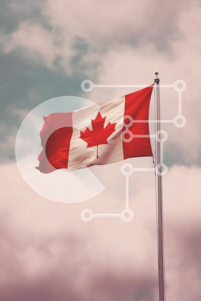 Intra Συλλεκτικό Ξύλινο Παζλ Plywood  4mm - Όμορφη εικόνα της καναδικής σημαίας που κυματίζει στον άνεμο Σε Ξύλινο Κουτί - Διαστάσεις Puzzle: 10x10 cm – 25 κομμάτια