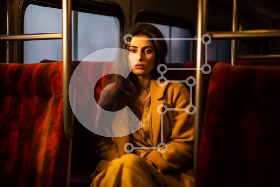 Intra Συλλεκτικό Ξύλινο Παζλ Plywood  4mm - Όμορφη εικόνα νεαρής γυναίκας σε ένα τρένο που κοιτάζει έξω από το παράθυρο Σε Ξύλινο Κουτί - Διαστάσεις Puzzle: 10x10 cm – 25 κομμάτια