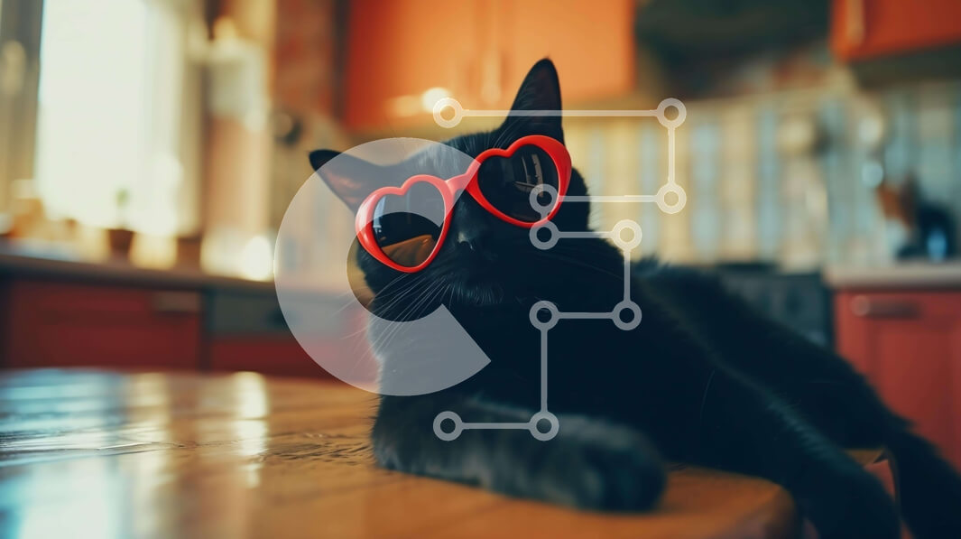 Intra Συλλεκτικό Ξύλινο Παζλ Plywood  4mm - Μαύρη γάτα με κόκκινα γυαλιά ηλίου σε σχήμα καρδιάς Σε Ξύλινο Κουτί - Διαστάσεις: 10x10 cm – 25 κομμάτια