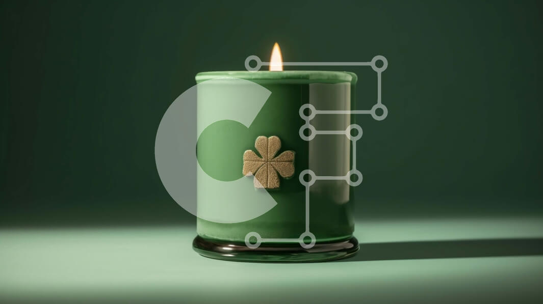 Intra Συλλεκτικό Ξύλινο Παζλ Plywood  4mm - Πράσινο κερί με σχέδιο τριφύλλι στο πλάι Σε Ξύλινο Κουτί - Διαστάσεις: 10x10 cm – 25 κομμάτια