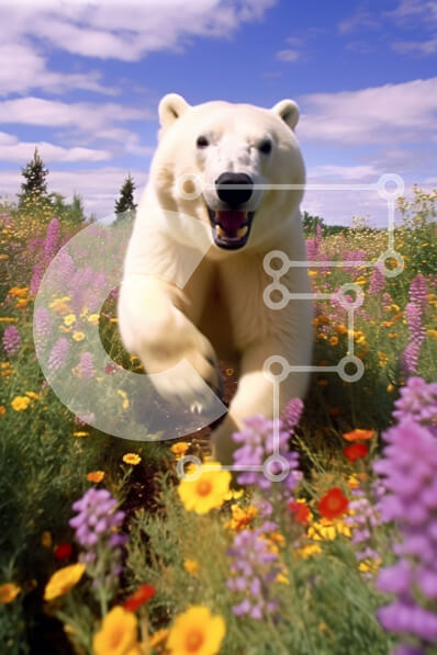 Σετ των 2 Intra Συλλεκτικό Ξύλινο Παζλ Plywood  4mm - Εκπληκτική εικόνα μιας πολικής αρκούδας σε ένα χωράφι αγριολούλουδων Σε Ξύλινο Κουτί - Διαστάσεις: 10x10 cm – 25 κομμάτια