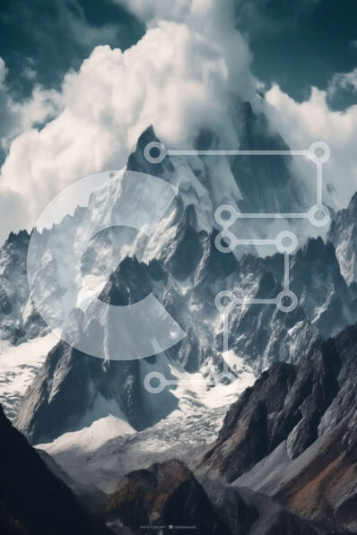 Σετ των 2 Intra Συλλεκτικό Ξύλινο Παζλ Plywood  4mm - Όμορφη εικόνα μιας χιονισμένης οροσειράς με σύννεφα στον ουρανό Σε Ξύλινο Κουτί - Διαστάσεις: 10x10 cm – 25 κομμάτια