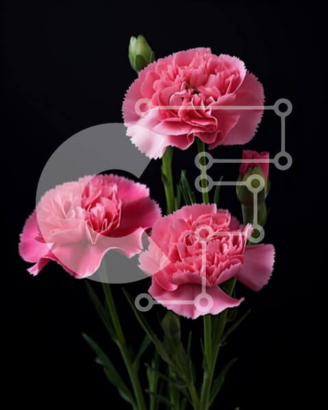 Intra Συλλεκτικό Ξύλινο Παζλ Plywood  4mm - Τρία ροζ γαρίφαλα σε γυάλινο βάζο σε καπνιστό μαύρο φόντο Σε Ξύλινο Κουτί - Διαστάσεις Puzzle: 10x10 cm – 25 κομμάτια