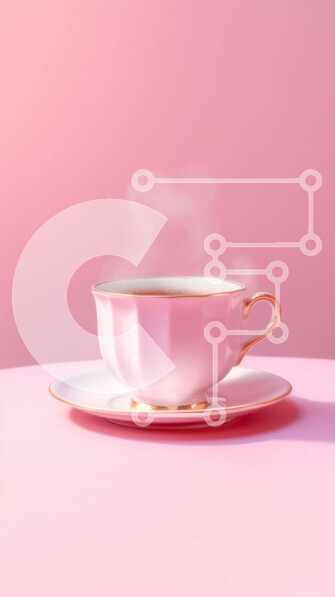 Intra Συλλεκτικό Ξύλινο Παζλ Plywood  4mm - Όμορφη εικόνα ενός ροζ φλιτζάνι τσαγιού με χρυσό χείλος και ατμό σε ροζ πιατάκι Σε Ξύλινο Κουτί - Διαστάσεις: 10x10 cm – 25 κομμάτια